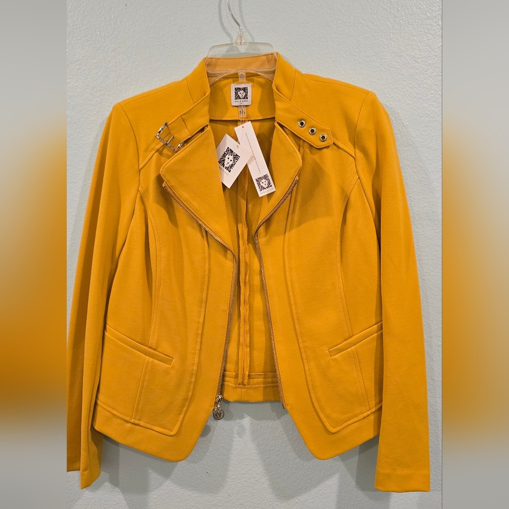 Anne Klein, Yellow Blazer Sturdy Fabric Classic Style, Size S